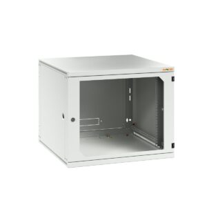 Coffret mural 6UH 19" LxPxH 530x400x332mm, gris Porte vitrée, parois tôle